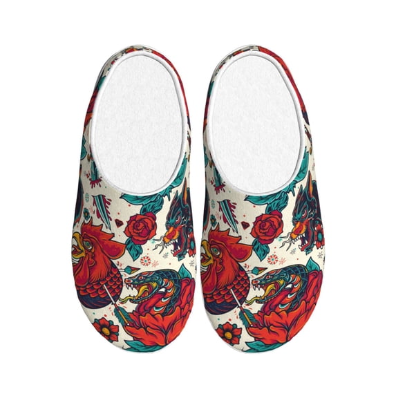Lsque Chicken Pattern Womens Comfort Cotton on Scuff With Memory Foam and Anti-skid Sole Slipper-42/43