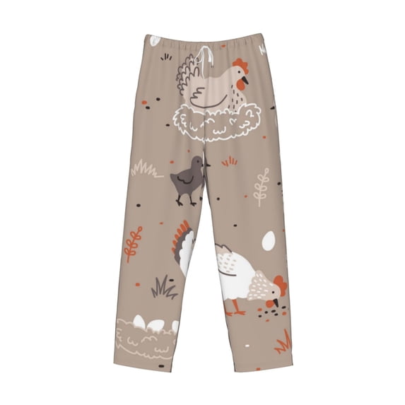 Lsque Chicken Print Men's Pajama Pants, Lounge Pant - Comfortable Home Wear,Elastic Waistband, Stylish Design-Large