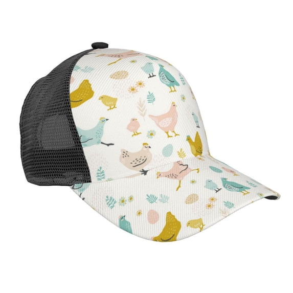 Lsque Chicken Printed Trucker Hat - Baseball Cap for Men Women - Breathable Mesh Side, Adjustable Fit - for Casual Wear