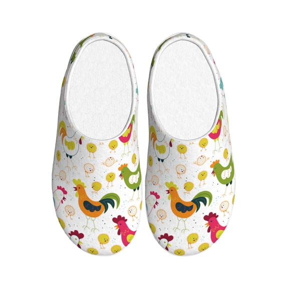 Lsque Chickens A Pattern Womens Comfort Cotton on Scuff With Memory Foam and Anti-skid Sole Slipper-42/43