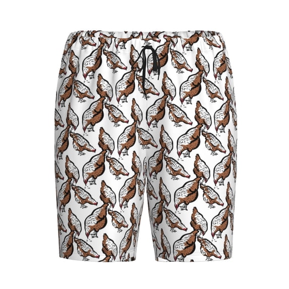 Lsque Chickens Peck Grain Mens Sleep Pajama Shorts,Short Pajama Pants, Cotton Ultra-Soft Knit-Small
