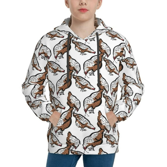 Lsque Chickens Peck Grain Patten Youth Hoodie Sweatshirt Pullover with Kangaroo Pocket Boys and Girls Hoodie Warm Hoodie for Kids-Small