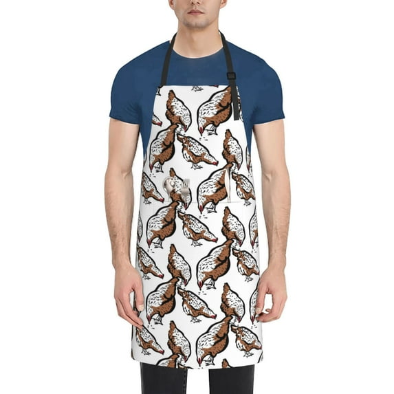 Lsque Chickens Peck Grain Waterproof Apron Chef Aprons for Men Heavy Duty Chemical Work Apron Extra Long Grilling Aprons with Adjustable Bib Apron