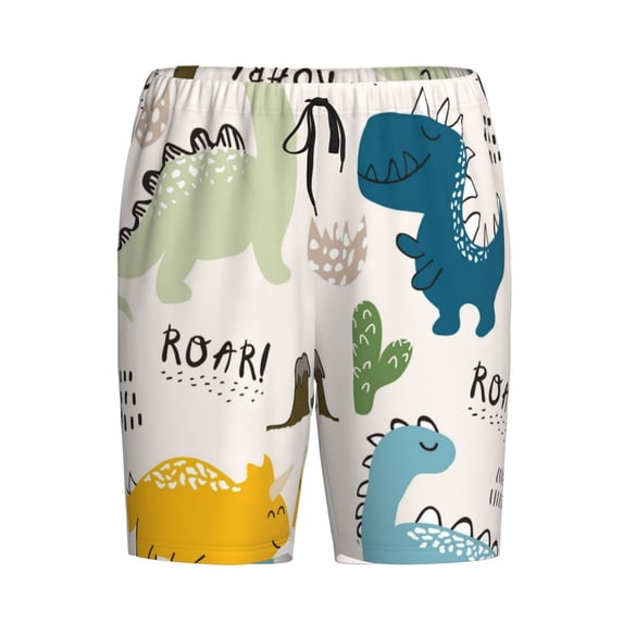 Lsque Childish Dinosaur Mens Sleep Pajama Shorts,Short Pajama Pants, Cotton Ultra-Soft Knit-Small