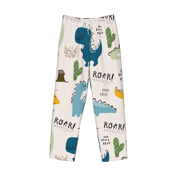 Lsque Childish Dinosaur Print Men's Pajama Pants, Lounge Pant - Comfortable Home Wear,Elastic Waistband, Stylish Design-Large