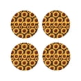 thumbnail image 1 of Lsque Chocolate Plaid Sunflower Pattern 4" Drink Coasters Set of 4, PVC Leather Absorbent Coasters, Table Coaster Set Decorative Coffee Cup Coasters Housewarming Gift -Round Shape, 1 of 6