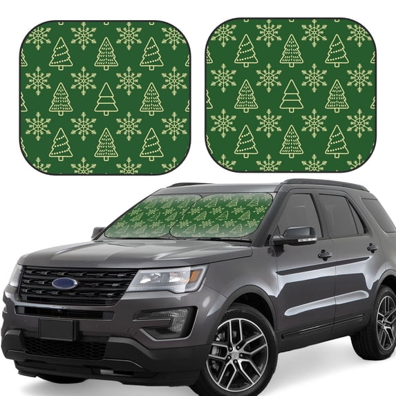 Lsque Christmas (2) 2 PCS Windshield Sun Shade | CarFoldable Window Covers | Car Accessories Reflect UV for Universal Cars SUV Truck | Small