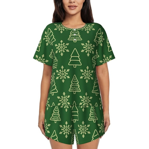 Lsque Christmas (2) Women's Short-Sleeved Pajama Set - 2 Piece Soft and Lightweight Sleepwear Set-4X-Large