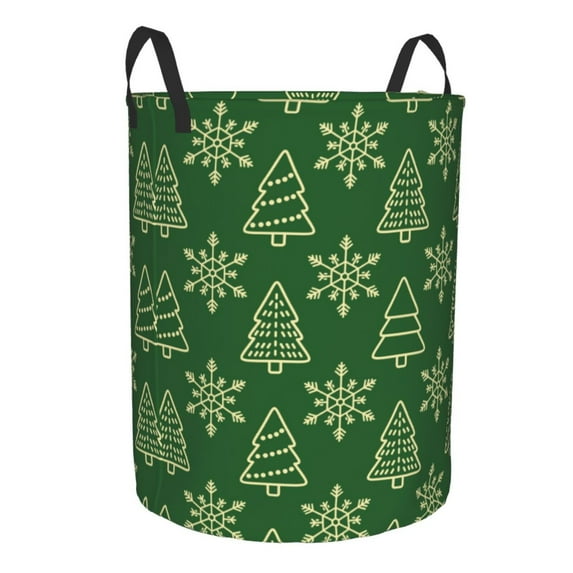 Lsque Christmas (2) pattern Laundry Hamper Basket, Tall Woven Rope Hamper Basket for Clothes, Lightweight Storage Basket, Collapsible Waterproof-Medium