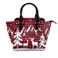 thumbnail image 1 of Lsque Christmas Buffalo Plaid Pattern Leather Rivet Shoulder Bag – Elegant Genuine Leather & Microfiber PU Crossbody with Detachable Adjustable Strap, 1 of 5