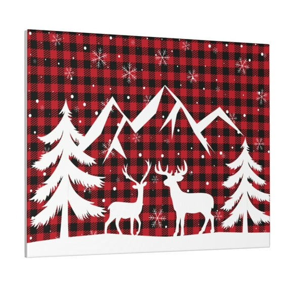 Lsque Christmas Buffalo Plaid Print Wall Art – Decorative Picture for Living Room, Bedroom, and Office (Horizontal)