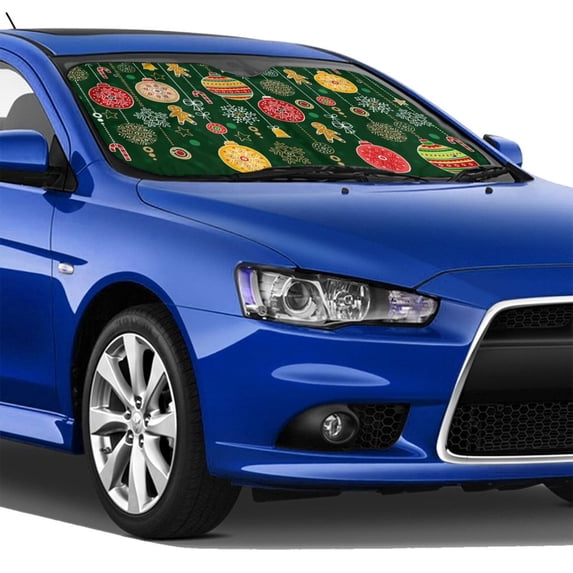 Lsque Christmas Car Windshield Sun Shade | Accordion Folding Style Auto Shade for Car Truck SUV Van | Blocks UV Rays Sun Visor Protector | Small