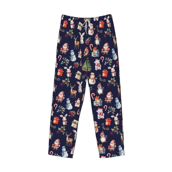 Lsque Christmas Critters Delight Print Men's Pajama Pants, Lounge Pant - Comfortable Home Wear,Elastic Waistband, Stylish Design-Medium