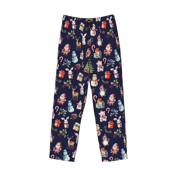 Lsque Christmas Critters Delight Print Men's Pajama Pants, Lounge Pant - Comfortable Home Wear,Elastic Waistband, Stylish Design-Small