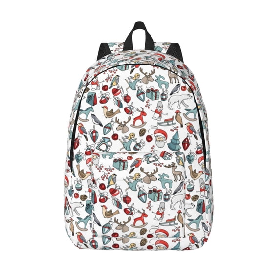 Lsque Christmas Elements Pattern Canvas Daypack, Durable Backpack, High-quality Versatile Backpack,Vintage Compact Backpack-Medium
