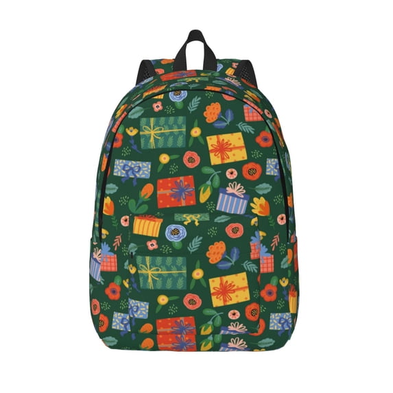 Lsque Christmas Gift Pattern Canvas Daypack, Durable Backpack, High-quality Versatile Backpack,Vintage Compact Backpack-Medium
