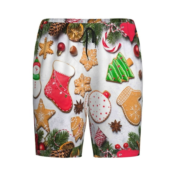Lsque Christmas Gingerbread Cookies Mens Sleep Pajama Shorts,Short Pajama Pants, Cotton Ultra-Soft Knit-3X-Large