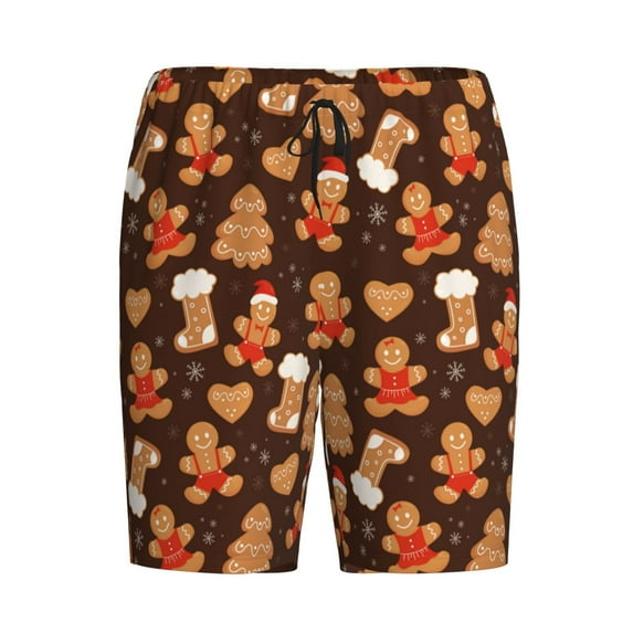 Lsque Christmas Gingerbread Cookies Mens Sleep Pajama Shorts,Short Pajama Pants, Cotton Ultra-Soft Knit-X-Large