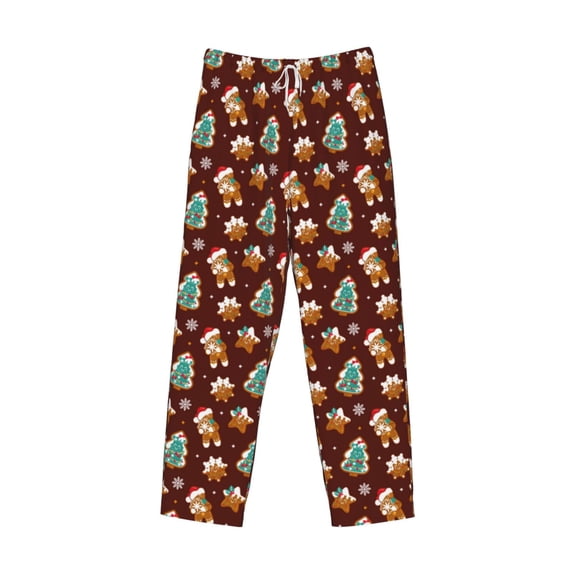 Lsque Christmas Gingerbread Print Men's Pajama Pants, Lounge Pant - Comfortable Home Wear,Elastic Waistband, Stylish Design-X-Large
