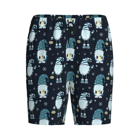 Lsque Christmas Gnome blue Mens Sleep Pajama Shorts,Short Pajama Pants, Cotton Ultra-Soft Knit-Medium