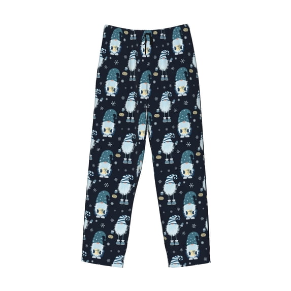 Lsque Christmas Gnome blue Print Men's Pajama Pants, Lounge Pant - Comfortable Home Wear,Elastic Waistband, Stylish Design-Large