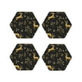 thumbnail image 1 of Lsque Christmas Gold Deers1 Pattern 4" Drink Coasters Set of 4, PVC Leather Absorbent Coasters, Table Coaster Set Decorative Coffee Cup Coasters Housewarming Gift -Hexagon, 1 of 6