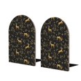 thumbnail image 1 of Lsque Christmas Gold Deers1 Printed Wood Bookends,Non-Skid Bookend for Shelves,Heavy Duty Support Bookends,Non-Slip Foam Pads for Office, Home, and Library,1 Pair, 1 of 8