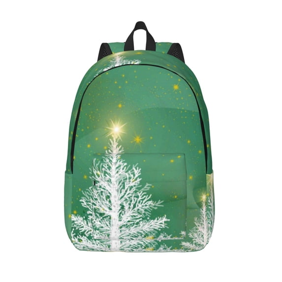 Lsque Christmas Green Pattern Canvas Daypack, Durable Backpack, High-quality Versatile Backpack,Vintage Compact Backpack-Small