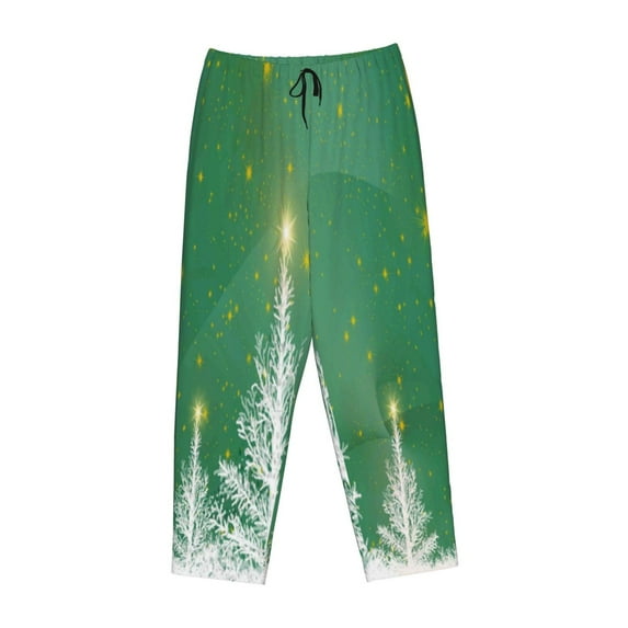 Lsque Christmas Green Print Women's Pajama Pants, Lounge Pant - Comfortable Home Wear,Elastic Waistband, Stylish Design-XX-Large