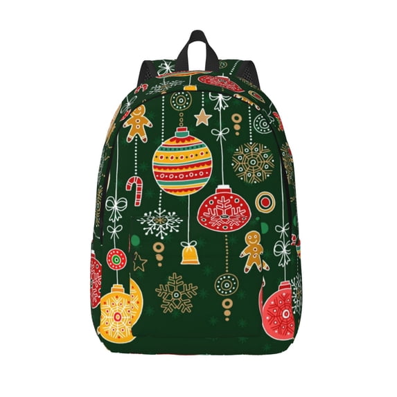 Lsque Christmas Pattern Canvas Daypack, Durable Backpack, High-quality Versatile Backpack,Vintage Compact Backpack-Medium