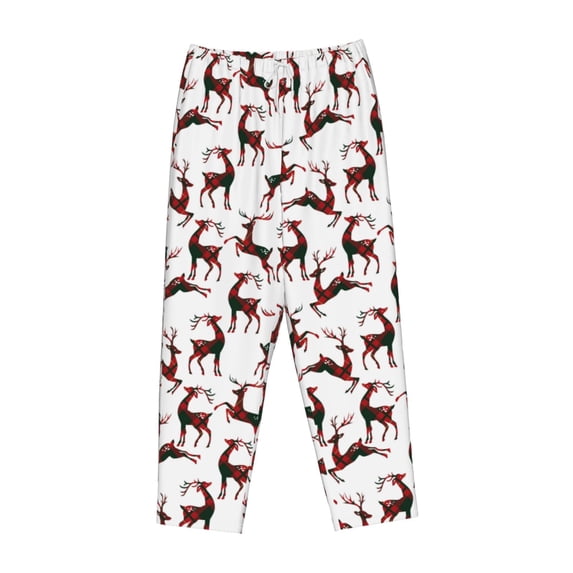Lsque Christmas Plaid Moose Print Women's Pajama Pants, Lounge Pant - Comfortable Home Wear,Elastic Waistband, Stylish Design-Large