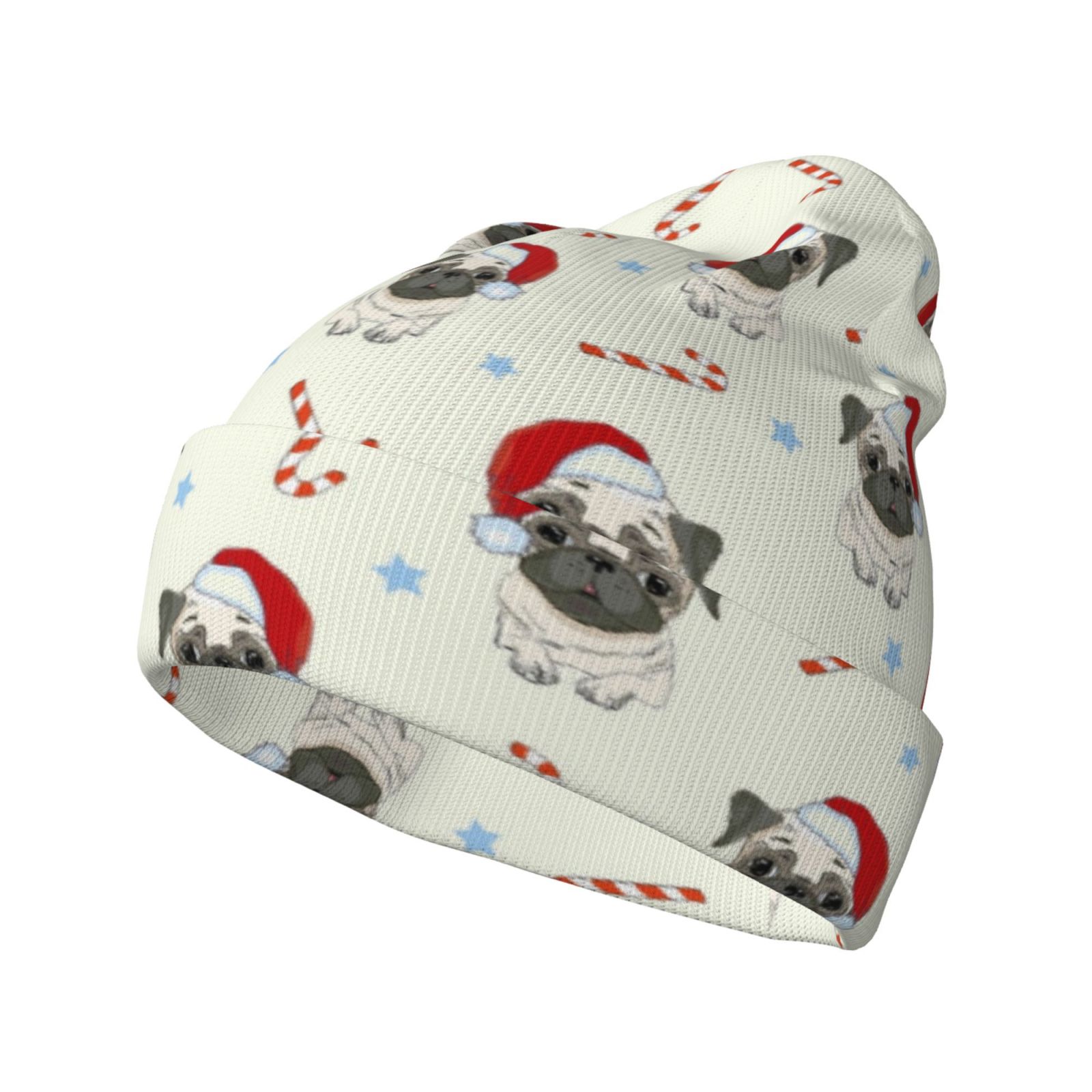 Baggy Slouchy Beanie Hat - Pug Dog Bubble Gum Design | Chemo Hat, Night Cap For Women & Men - View #6