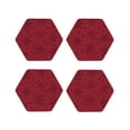 thumbnail image 1 of Lsque Christmas Red Snowflakes Pattern 4" Drink Coasters Set of 4, PVC Leather Absorbent Coasters, Table Coaster Set Decorative Coffee Cup Coasters Housewarming Gift -Hexagon, 1 of 6