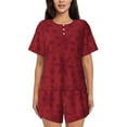 thumbnail image 1 of Lsque Christmas Red Snowflakes Women's Short-Sleeved Pajama Set - 2 Piece Soft and Lightweight Sleepwear Set-3X-Large, 1 of 9