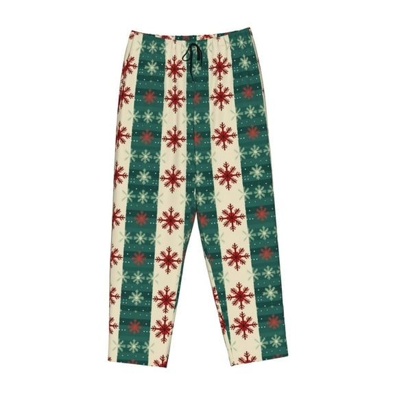 Lsque Christmas Snowflakes Plaid Print Women's Pajama Pants, Lounge Pant - Comfortable Home Wear,Elastic Waistband, Stylish Design-Medium