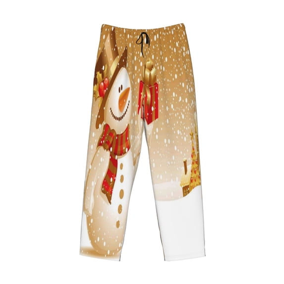 Lsque Christmas Snowman Gift Print Men's Pajama Pants, Lounge Pant - Comfortable Home Wear,Elastic Waistband, Stylish Design-XX-Large