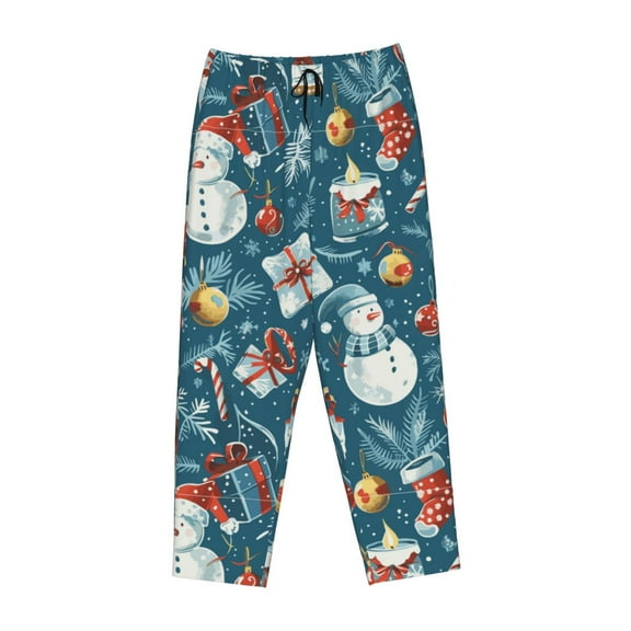 Lsque Christmas Snowman Gift Print Women's Pajama Pants, Lounge Pant - Comfortable Home Wear,Elastic Waistband, Stylish Design-XX-Large