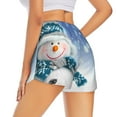 thumbnail image 1 of Lsque Christmas Snowman In The Snow Printed Women's Running Shorts with Liner Pockets,Elastic Quick Dry Workout Athletic Gym Yoga Shorts,Womens High Waist Shorts-Small, 1 of 9