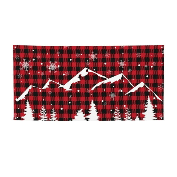 Lsque Christmas Tree Buffalo Plaid Pattern Party Banner, Festive Banner , Holiday Celebrations and Events for Carnival Birthday Party Festival Decorations-Medium