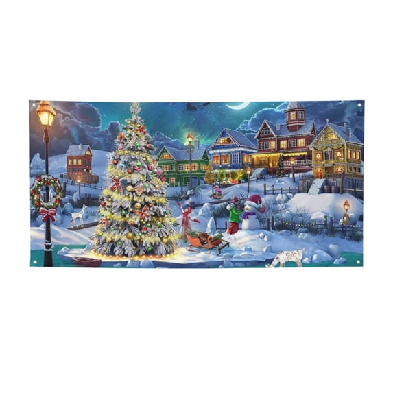 Lsque Christmas Tree Pattern Party Banner, Festive Banner , Holiday Celebrations and Events for Carnival Birthday Party Festival Decorations-Small