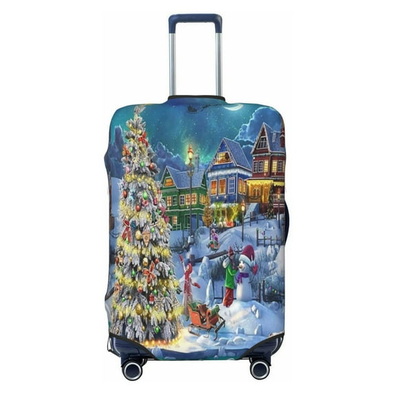Lsque Christmas Tree Printed Luggage Cover, Travel Luggage Protector,Scratch and Dirt Resistant, Fits 18-32 Inch Luggage - Small