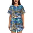thumbnail image 1 of Lsque Christmas Tree Women's Short-Sleeved Pajama Set - 2 Piece Soft and Lightweight Sleepwear Set-Small, 1 of 9