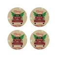 thumbnail image 1 of Lsque Christmas Vintage Red Truck Pattern 4" Drink Coasters Set of 4, PVC Leather Absorbent Coasters, Table Coaster Set Decorative Coffee Cup Coasters Housewarming Gift -Round Shape, 1 of 6