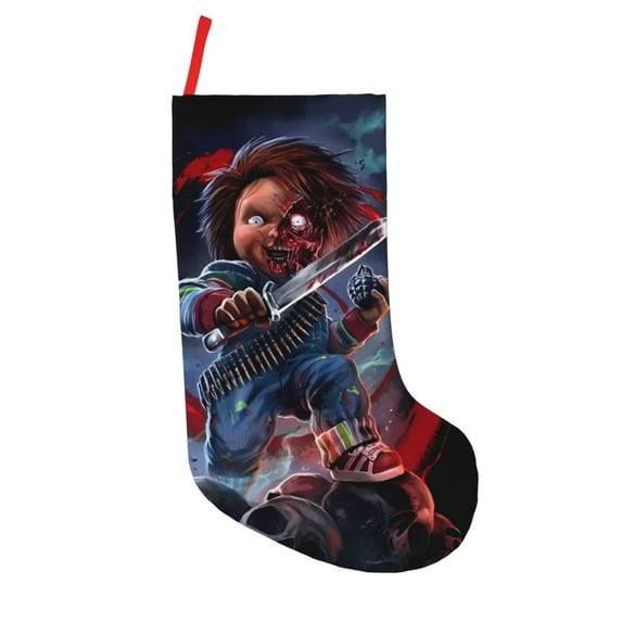 Lsque Chucky Pattern 18 Inch Christmas Stockings, Festive Holiday Stocking for Christmas Decorations Holiday Decor