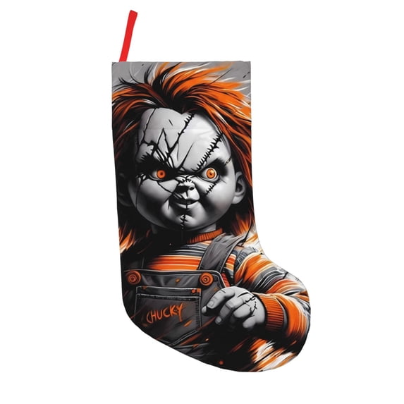Lsque Chucky Pattern 18 Inch Christmas Stockings, Festive Holiday Stocking for Christmas Decorations Holiday Decor