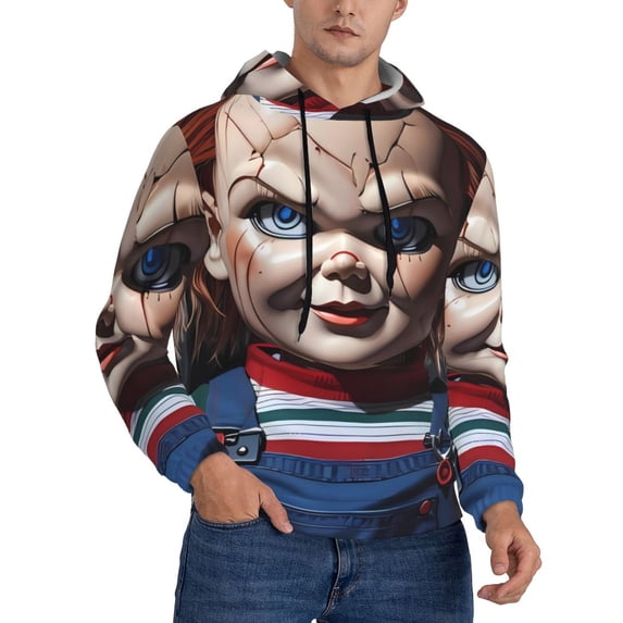 Lsque Chucky Pattern Casual Men's Hoodie,Hooded Sweatshirt with Kangaroo Pocket,Pullover Hoodie-Large
