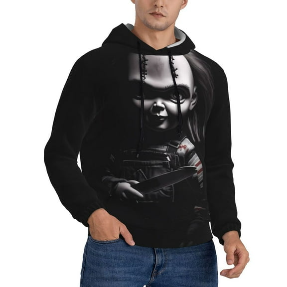 Lsque Chucky Pattern Casual Men's Hoodie,Hooded Sweatshirt with Kangaroo Pocket,Pullover Hoodie-Large