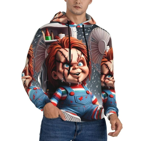 Lsque Chucky Pattern Casual Men's Hoodie,Hooded Sweatshirt with Kangaroo Pocket,Pullover Hoodie-Large