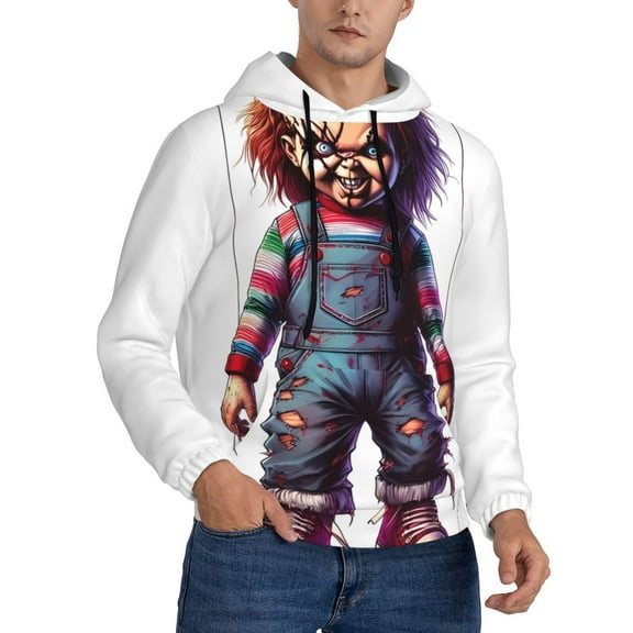 Lsque Chucky Pattern Casual Men's Hoodie,Hooded Sweatshirt with Kangaroo Pocket,Pullover Hoodie-Medium