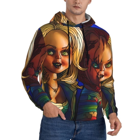 Lsque Chucky Pattern Casual Men's Hoodie,Hooded Sweatshirt with Kangaroo Pocket,Pullover Hoodie-Medium